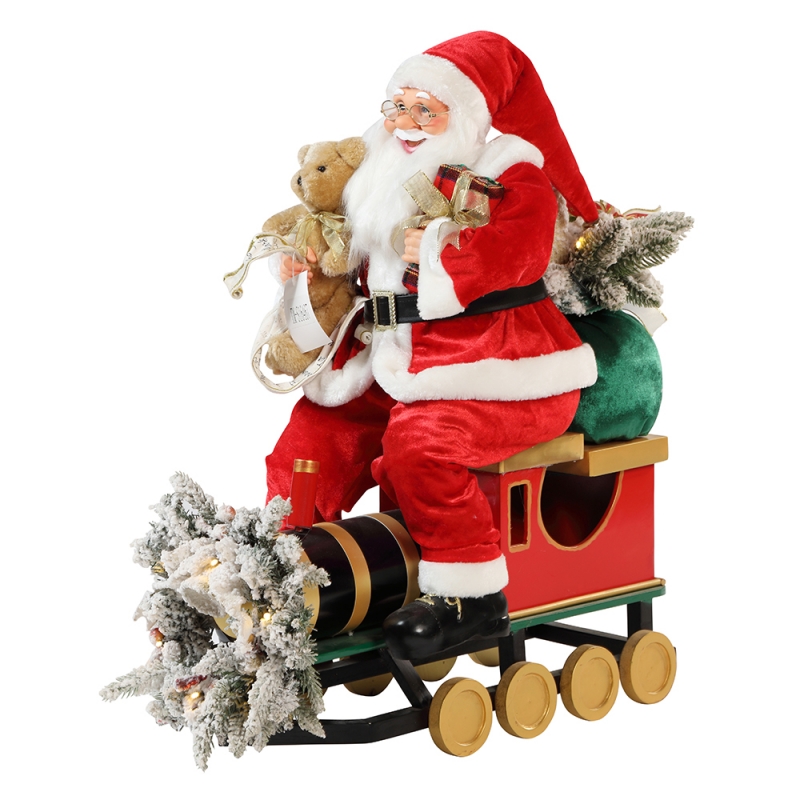 60 N90cm Traein Nollag Santa Claus le Soilsiú Ornament Maisiú Féile Féile Bailiúchán Figurine Traidisiúnta Xmas