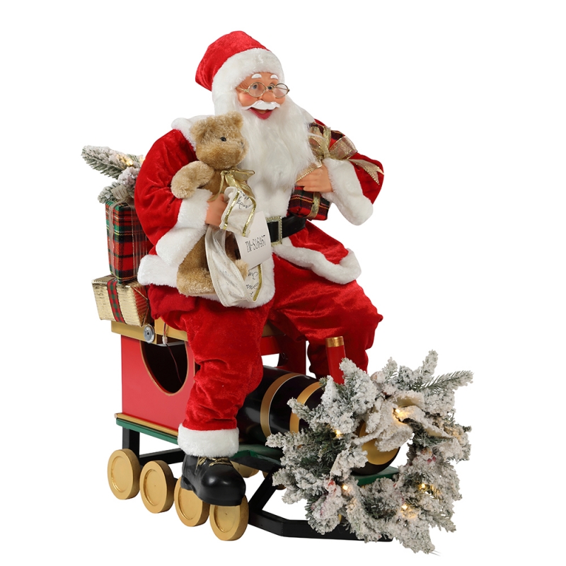 60 N90cm Traein Nollag Santa Claus le Soilsiú Ornament Maisiú Féile Féile Bailiúchán Figurine Traidisiúnta Xmas