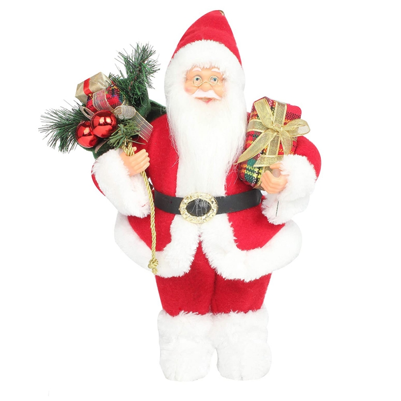 14Inch Buan-Chríche Dearg Santa Claus Figurine le bosca bronntanais snáthaid plaisteach maisiú saoire ornáide traidisiúnta