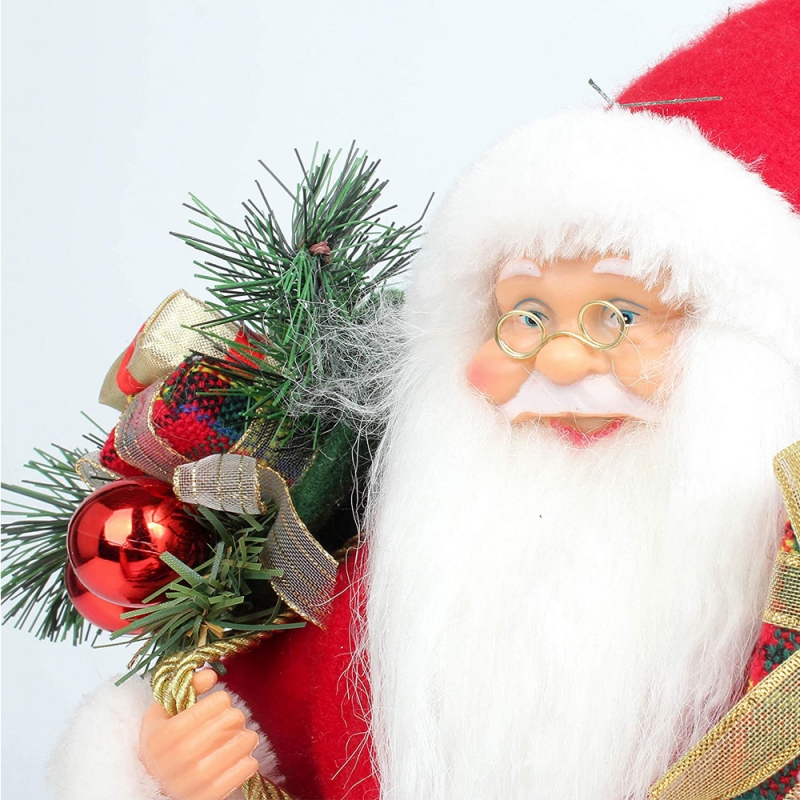 14Inch Buan-Chríche Dearg Santa Claus Figurine le bosca bronntanais snáthaid plaisteach maisiú saoire ornáide traidisiúnta