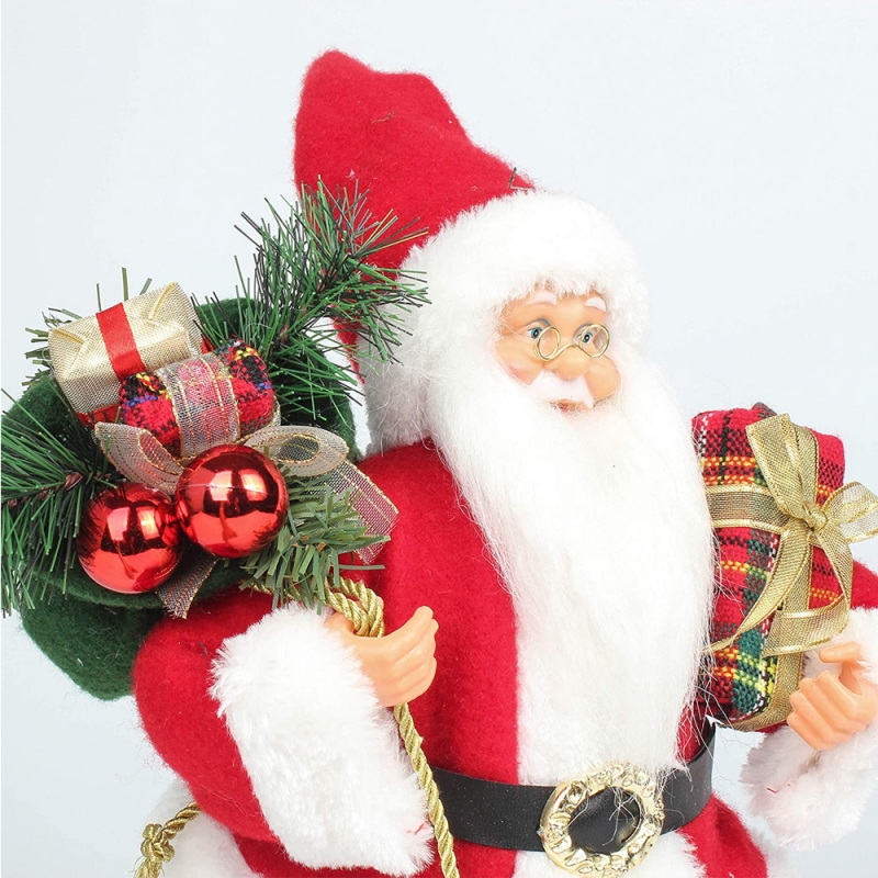 14Inch Buan-Chríche Dearg Santa Claus Figurine le bosca bronntanais snáthaid plaisteach maisiú saoire ornáide traidisiúnta