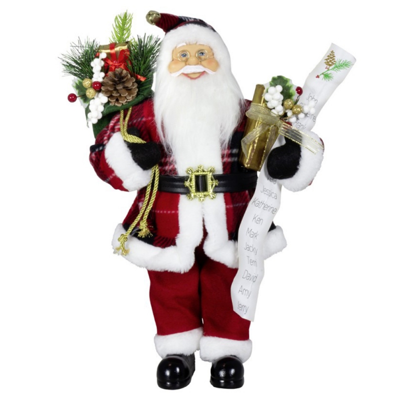 80 cm maisiú Nollag Santa Claus Gift Big Mála Ainm Liosta Pine Cón Ornament Xmas Toy le haghaidh Baile Navidad Taispeáin Páirtí Saoire