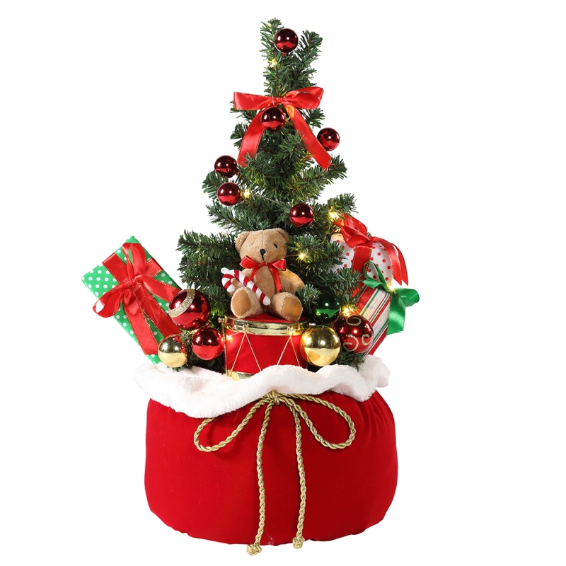 60cm Nollag Bear Crann Baile Taispeáin Bronntanais Bronntanais Mála faoi stiúir Saoire Ornament Maisiú Bailiúchán Páirtí Figurine Soilse Crann Nollag