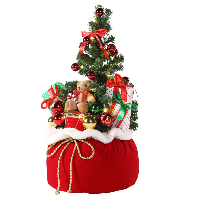 60cm Nollag Bear Crann Baile Taispeáin Bronntanais Bronntanais Mála faoi stiúir Saoire Ornament Maisiú Bailiúchán Páirtí Figurine Soilse Crann Nollag