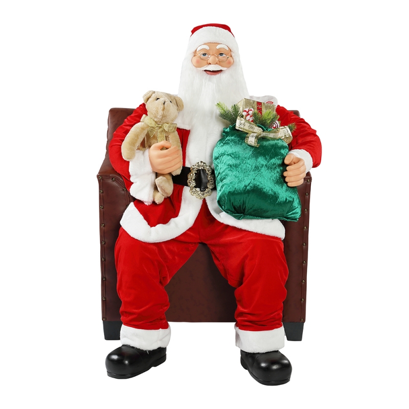 100cm Nollag beoite tolg Santa Claus le maisiú ceoil ornáide ceoil Bailiúchán Figurine Saoire Traidisiúnta