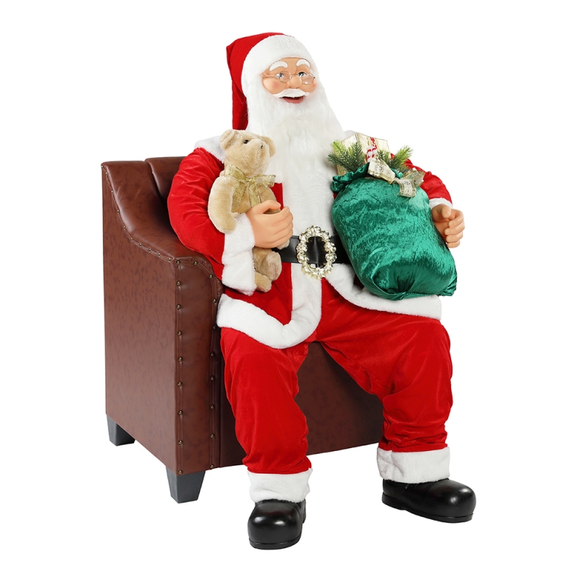 100cm Nollag beoite tolg Santa Claus le maisiú ceoil ornáide ceoil Bailiúchán Figurine Saoire Traidisiúnta