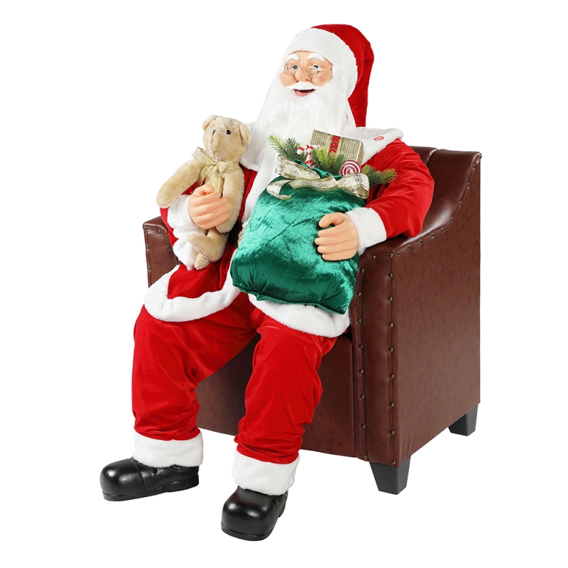 100cm Nollag beoite tolg Santa Claus le maisiú ceoil ornáide ceoil Bailiúchán Figurine Saoire Traidisiúnta
