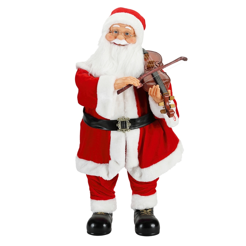 80cm beoite Nollag Soilsiú Ceoil Santa Claus le Maisiú Ornament Fidil Bailiúchán Figurine Saoire Traidisiúnta
