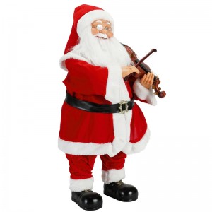 80cm beoite Nollag Soilsiú Ceoil Santa Claus le Maisiú Ornament Fidil Bailiúchán Figurine Saoire Traidisiúnta