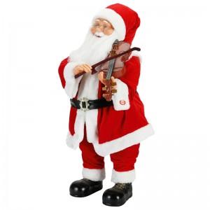 80cm beoite Nollag Soilsiú Ceoil Santa Claus le Maisiú Ornament Fidil Bailiúchán Figurine Saoire Traidisiúnta