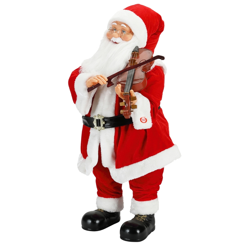 80cm beoite Nollag Soilsiú Ceoil Santa Claus le Maisiú Ornament Fidil Bailiúchán Figurine Saoire Traidisiúnta