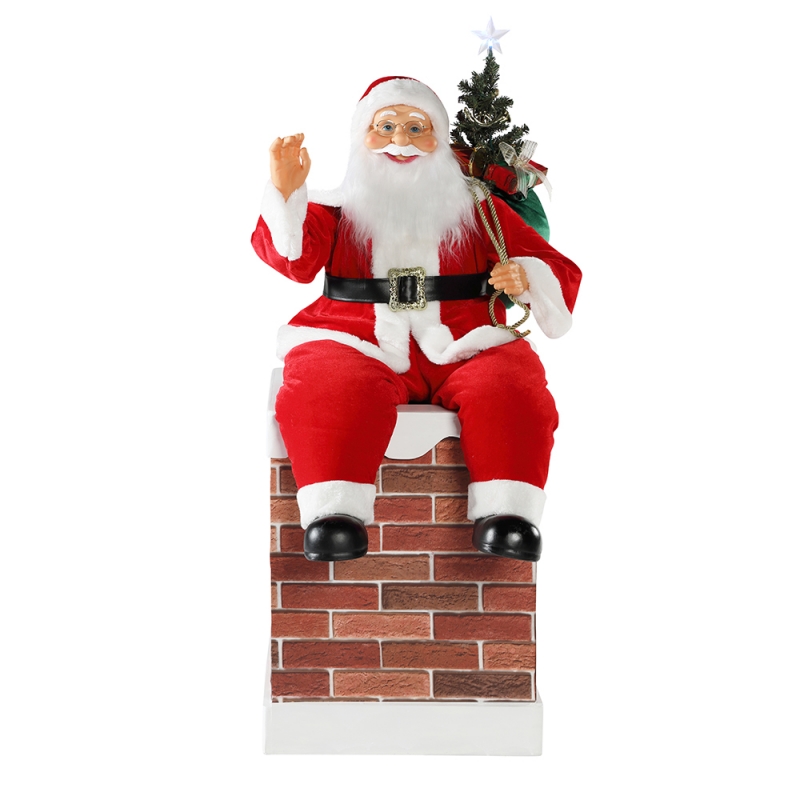 60n100cm Nollag simléir beoite Santa Claus le soilsiú maisiú ceoil ornáide maisiúcháin figurine Saoire k \\d