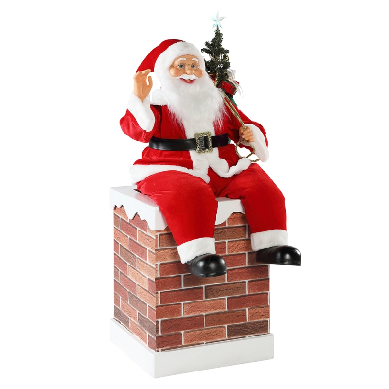 60n100cm Nollag simléir beoite Santa Claus le soilsiú maisiú ceoil ornáide maisiúcháin figurine Saoire k \\d