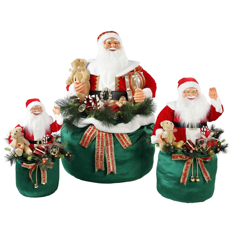 65 N85n115cm Nollag beoite beoite Santa Claus le Soilsiú Saoire Saoire Maisiú Ornament Bailiúchán Figurine Traidisiúnta