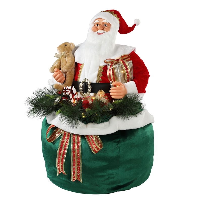 65 N85n115cm Nollag beoite beoite Santa Claus le Soilsiú Saoire Saoire Maisiú Ornament Bailiúchán Figurine Traidisiúnta