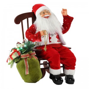 55CM Cathaoirleach beoite Santa Claus le Solas Nollag Ornament Maisiú Figurine Xmas Bábóg Bailiú Saoire Bronntanais Baile