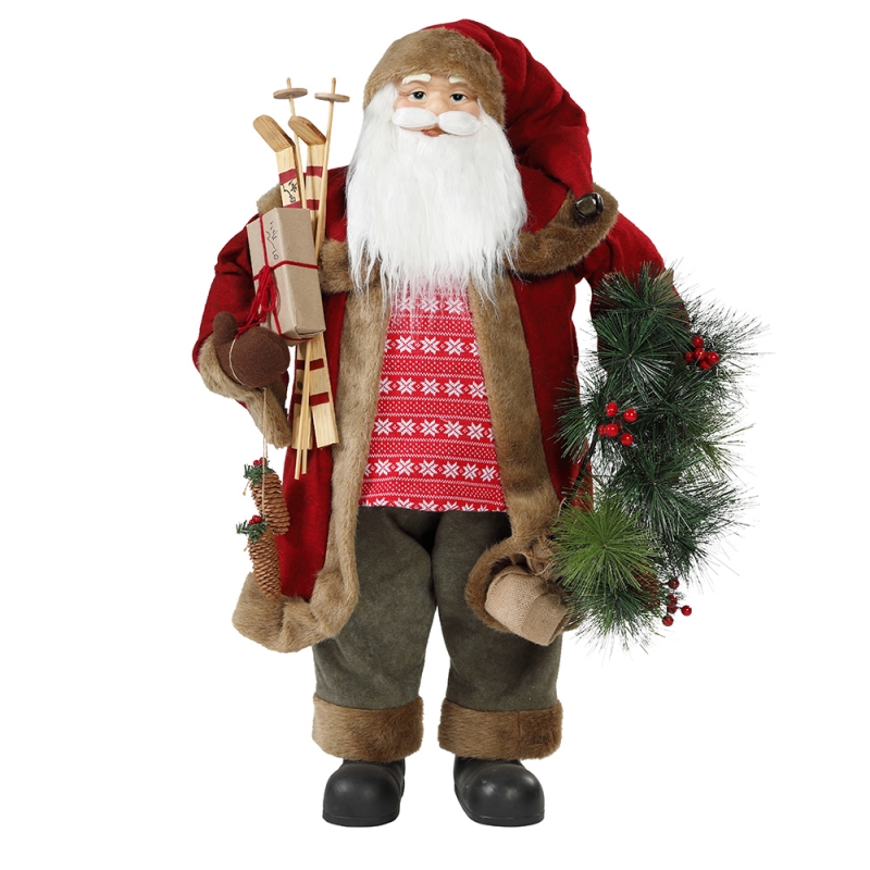 30 ~ 110cmna Nollag seasamh Santa Claus le maisiú fleasc ornáide Bailiúchán Traidisiúnta Figurine Sraith Xmas