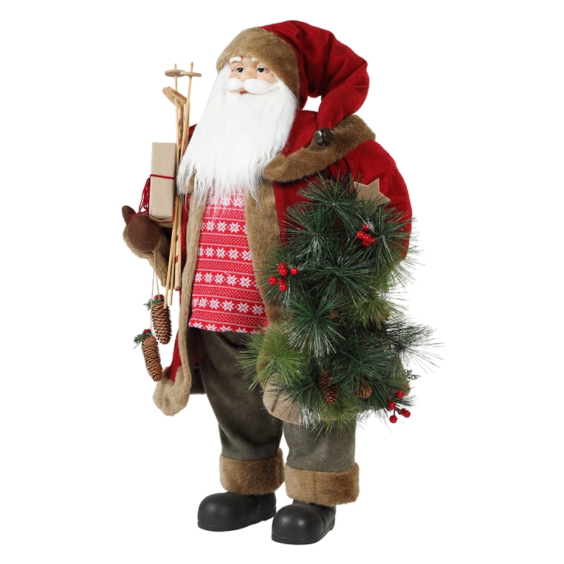 30 ~ 110cmna Nollag seasamh Santa Claus le maisiú fleasc ornáide Bailiúchán Traidisiúnta Figurine Sraith Xmas