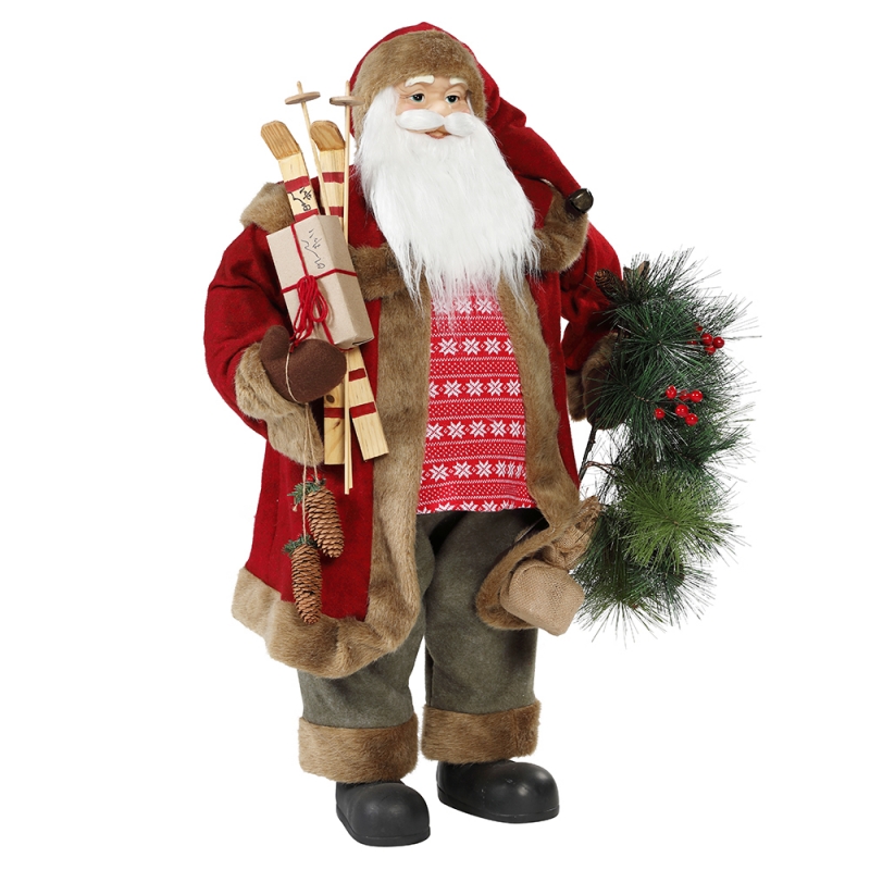 30 ~ 110cmna Nollag seasamh Santa Claus le maisiú fleasc ornáide Bailiúchán Traidisiúnta Figurine Sraith Xmas