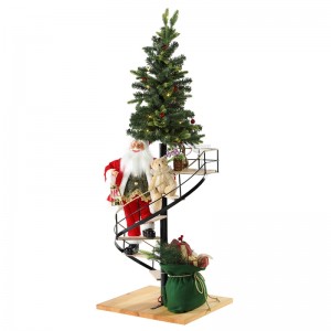60cm staighre Nollag Santa Claus le Soilsiú Ceoil Ornament Maisiú Féile Bailiúchán Figurine Traidisiúnta