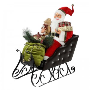 80cm ina suí Sleigh Santa Claus le Soilsiú Ornament Nollag Bailiúchán Figurine Figurine
