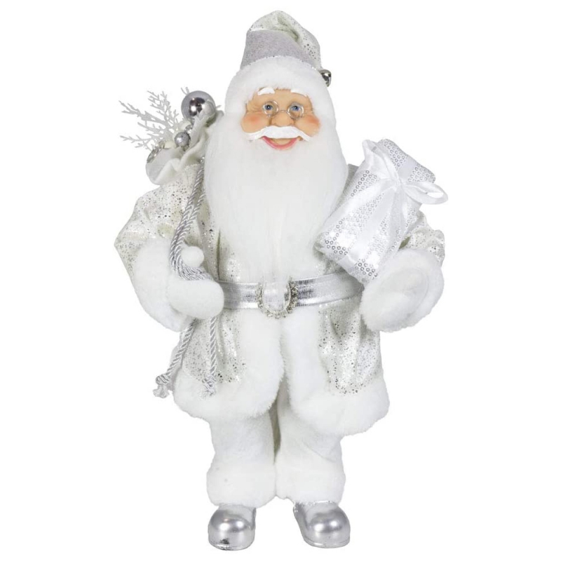 Noble 45cm Maisiú Nollag Seasann Santa Claus in ornáidí crann Xmas Silver Soláthraíonn figurine saoire thraidisiúnta