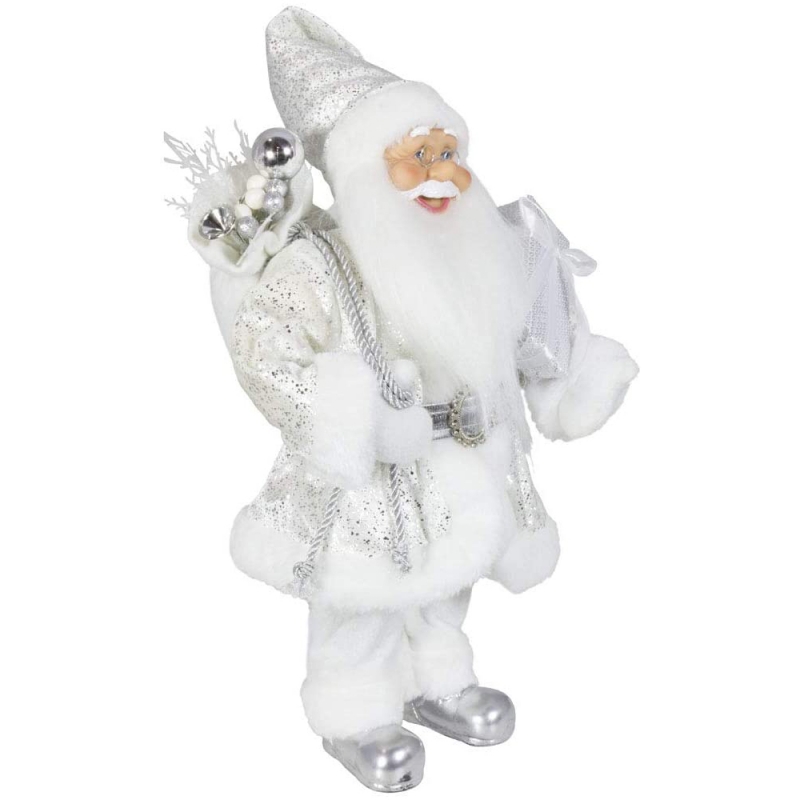 Noble 45cm Maisiú Nollag Seasann Santa Claus in ornáidí crann Xmas Silver Soláthraíonn figurine saoire thraidisiúnta