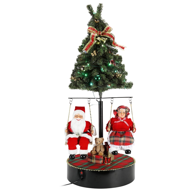 120cm Nollag Rothlaigh an crann Santa Claus le bailiúchán figurine figurine maisiú ornáide ceoil