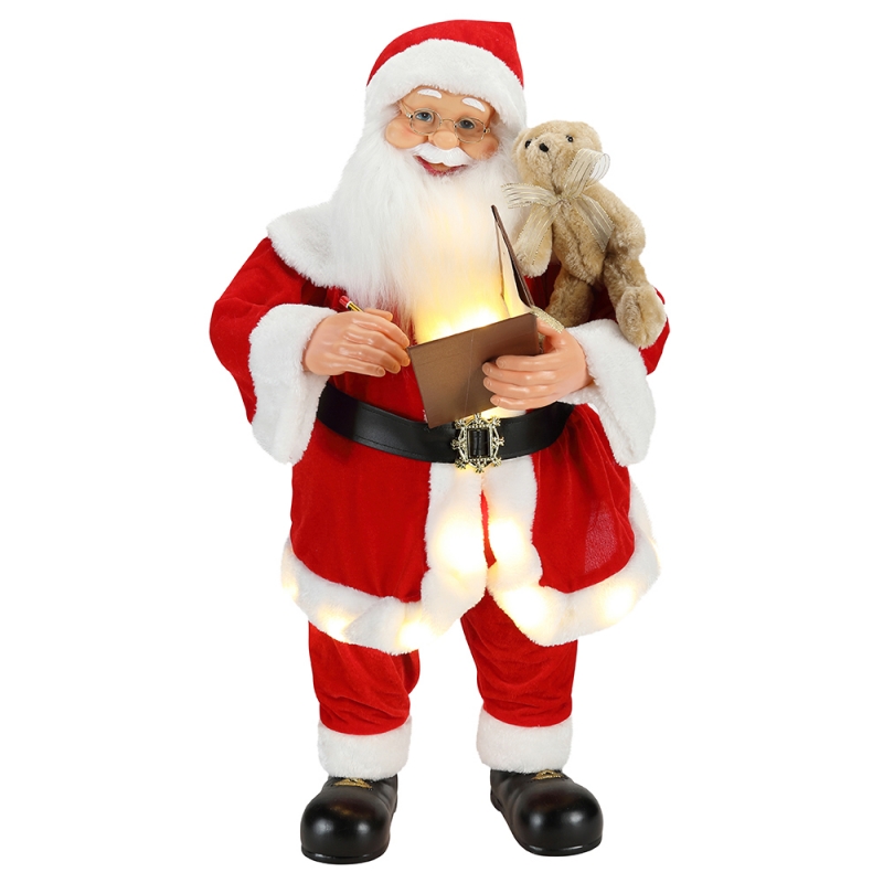 80cm beoite Nollag ag scríobh Santa Claus le maisiúchán ornáide ceoil a shoilsiú Bailiúchán Figurine Saoire Traidisiúnta