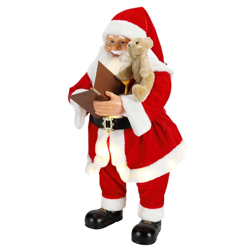 80cm beoite Nollag ag scríobh Santa Claus le maisiúchán ornáide ceoil a shoilsiú Bailiúchán Figurine Saoire Traidisiúnta