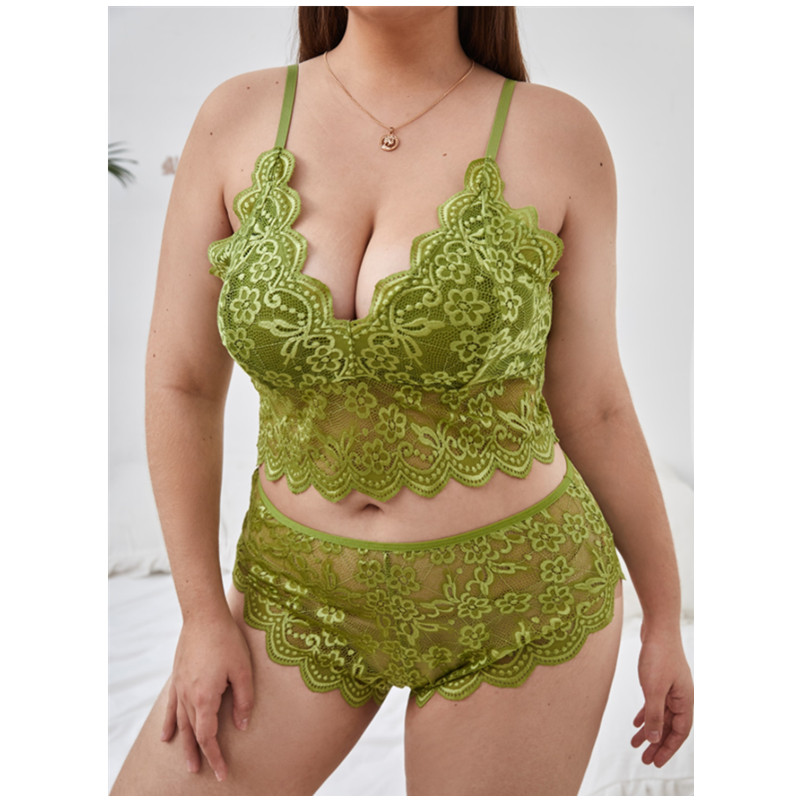 Lása bróidnithe Méid Méid Méid Trédhearcach Ar ais Trasnú Strappy Sexy Lingerie Plus Méid Méid 2022