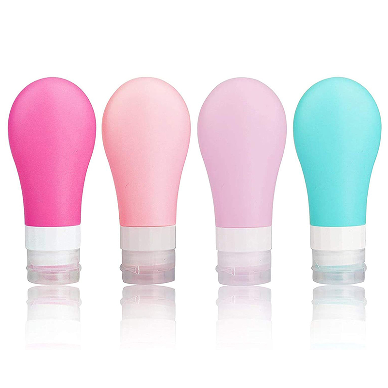 Silicone 4 Pacáiste Buidéil Taistil PRÓISE, coimeádáin le haghaidh earraí maisíochta