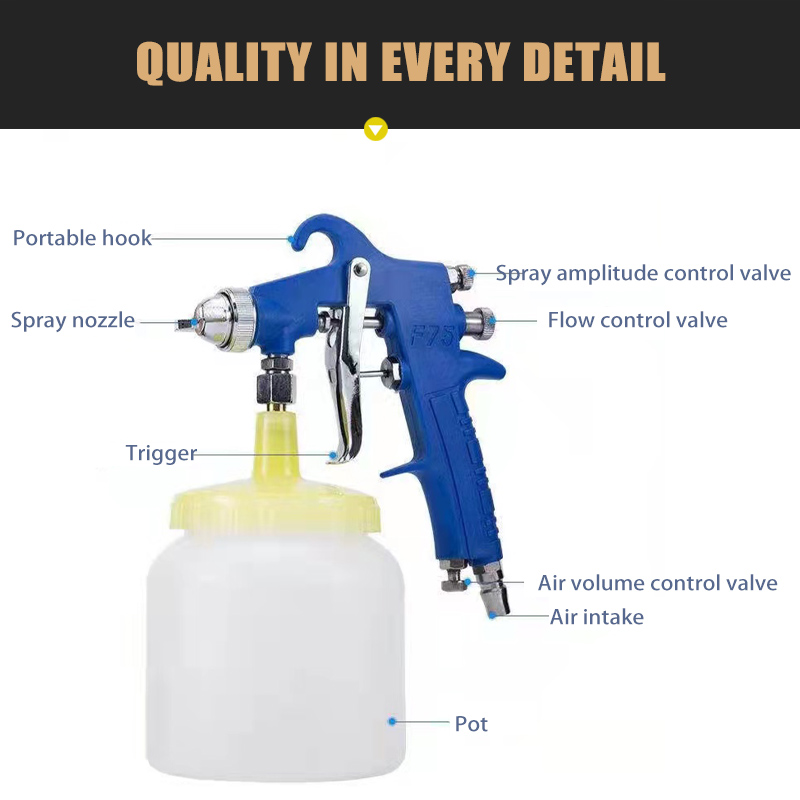 PQ-2 Sprae Aeir Gun 2.0 MM Nozzle OEM Monarcha Plaisteacha Miotal Ard-éifeachtúlacht Atomizing Uirlisí Paint Atmaisféar Atmaisféar do charr agus troscán