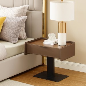 Leathar Nightstand Nightstand Nightstand Carbóin Nua -Aimsearthana hIodáile Nua -Iodálach