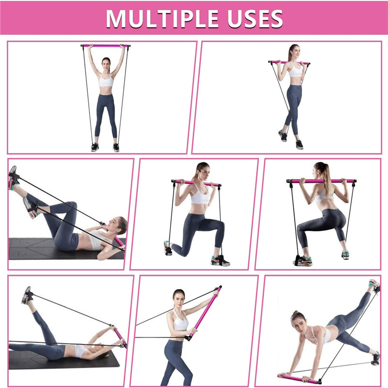 Socraigh Barra Pilates, Cleachtadh Yoga Iniompartha Bata Pilate le Lúb Crúibe Banda Friotaíochta, Trealamh Aclaíochta