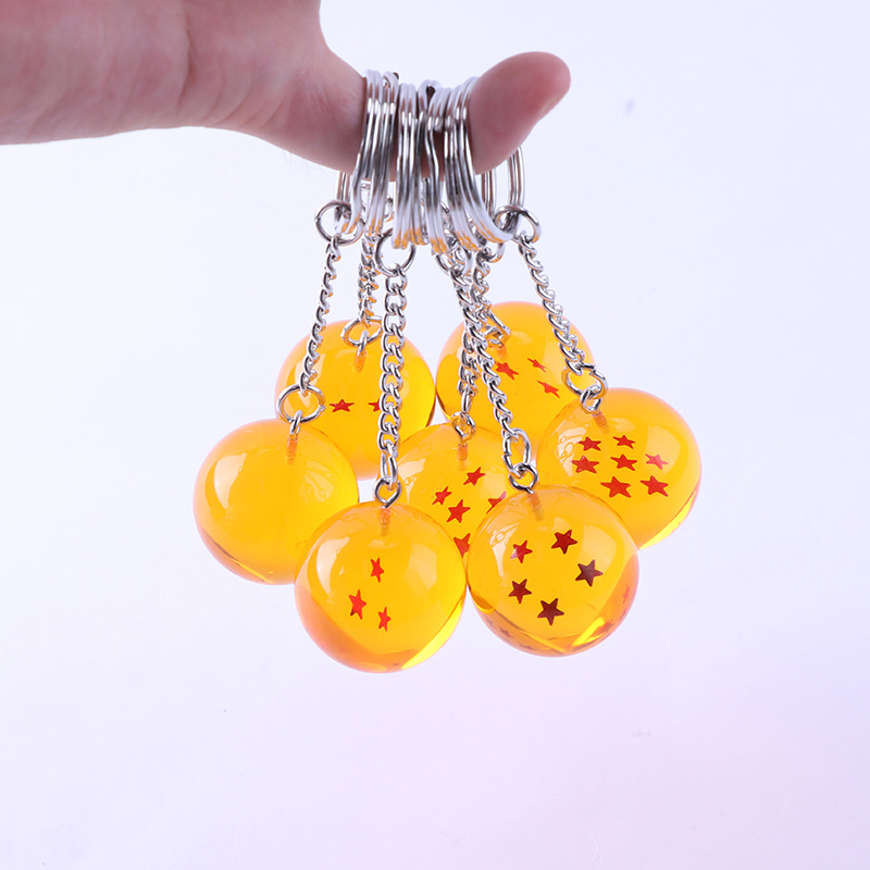 Dragon Ball Z 7 Réaltaí Liathróidí 2.7cm Figiúirí PVC Bréagáin Keychain Pendant Star Dragon Ball Z Keyring Cartoon Fans Bailiú Bronntanais Nua do Leanaí