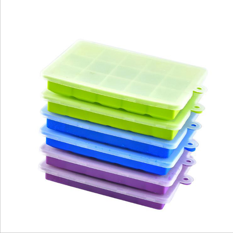 BPA saor in aisce 15-cavities silicone le clúdaigh déantóir oighir múnla cearnógach cruth cearnógach ciúb oighir silicone ciúb oighir