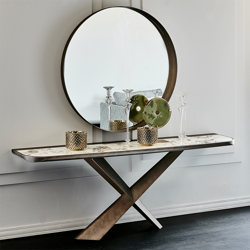 Bonn cruach dhosmáltana hIodáile X Bonn Cruach Dhosmálta Nua -Aimseartha Só Comh -Aireachta Comh -Aireachta Cloch Marmair Top Console le Scáthán