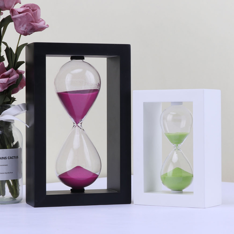 Saincheapadh Timer Gaineamh Fráma Adhmaid Ardchaighdeáin 1 uair an chloig decor Timer Gaineamh 15 30minutes fráma adhmaid uair an chloig gloine ghloine ghloine