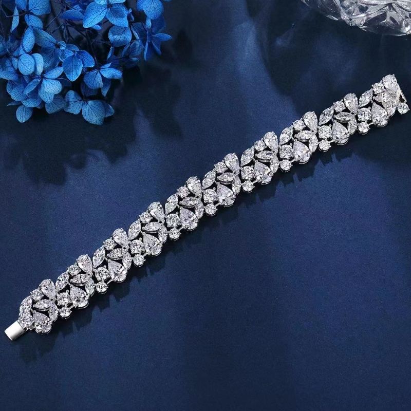 Airgead Sterling 925n 18kn14kn10k le 5a czn Bracelet diamant fíor