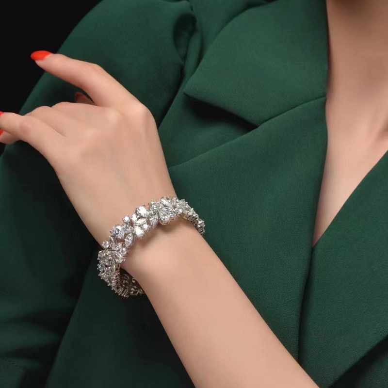Airgead Sterling 925n 18kn14kn10k le 5a czn Bracelet diamant fíor