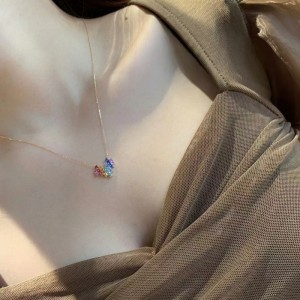 Jewelry tuochennua 18k buí ór buí muince croí tuar ceatha sapphire buí