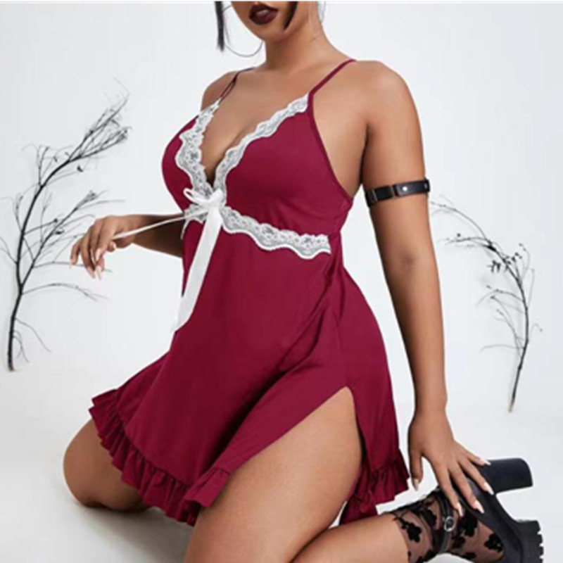 Mná gúna oíche sexy oíche oíche shleamhnóirí frilled fíon codlata fíon oíche sexy garter lingerie
