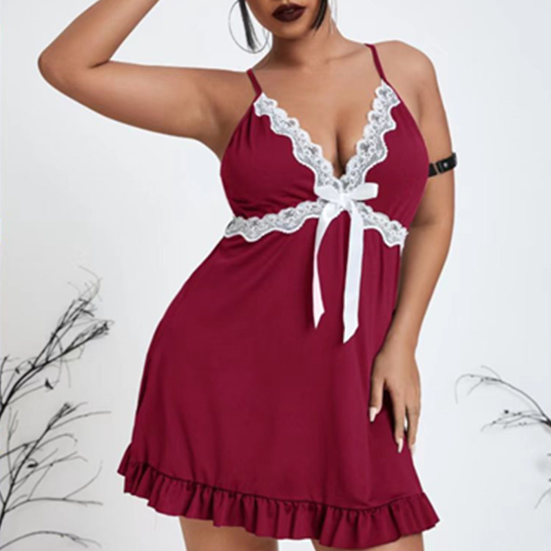 Mná gúna oíche sexy oíche oíche shleamhnóirí frilled fíon codlata fíon oíche sexy garter lingerie