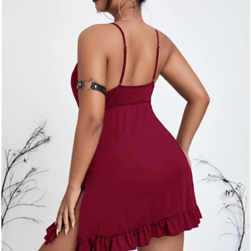 Mná gúna oíche sexy oíche oíche shleamhnóirí frilled fíon codlata fíon oíche sexy garter lingerie