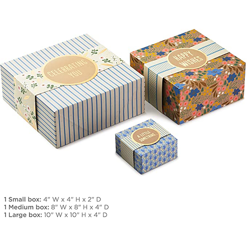 Boscaí bronntanais Hallmark le bannaí wrap, méideanna éagsúla (3-phacáiste: bláthanna agus stríocaí gleoite) le haghaidh breithlaethanta, cithfholcadáin bridal, lána Máthar, Cairde is Fearr