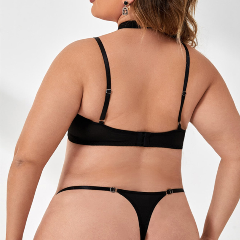 Fáinne Grá Lúr Lingerie Lingerie Sexy Nasctha Le Tong Thong Peek-A-Boo gearrtha Amach Bras