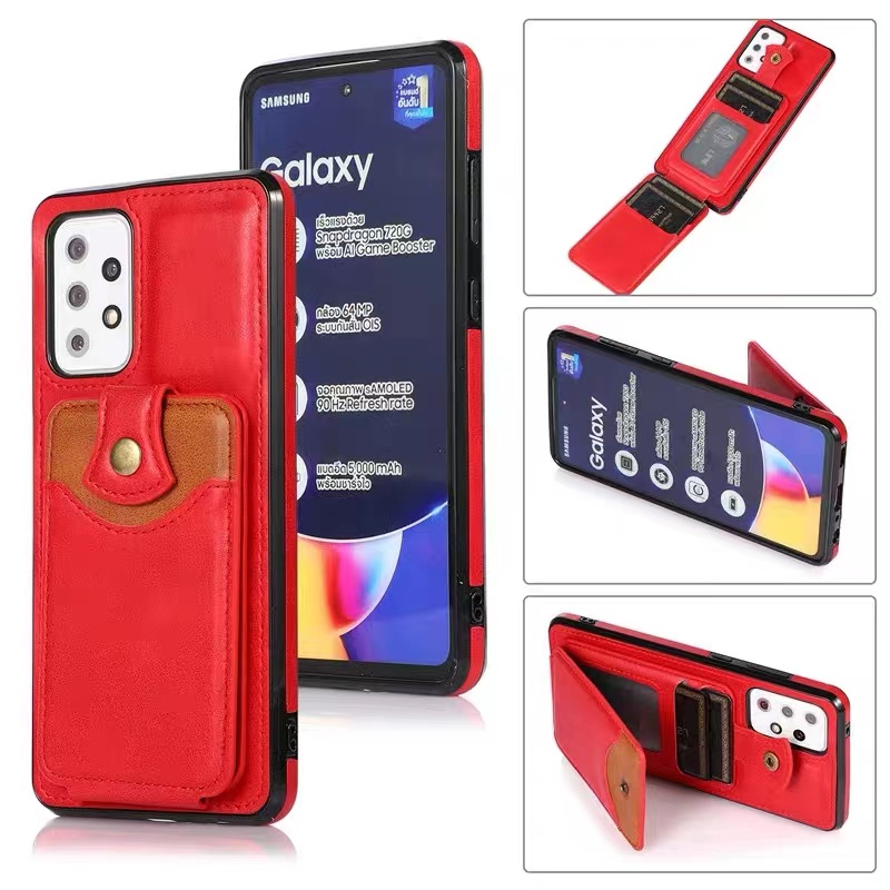 Oiriúnach do Samsung A52 CÁS CÁRTA CÁRTA Fón Póca Is féidir le cás cosanta cártaí ilchártaí a chur ar thaobh frith-thitim leathair frith-titim uileghabhálach