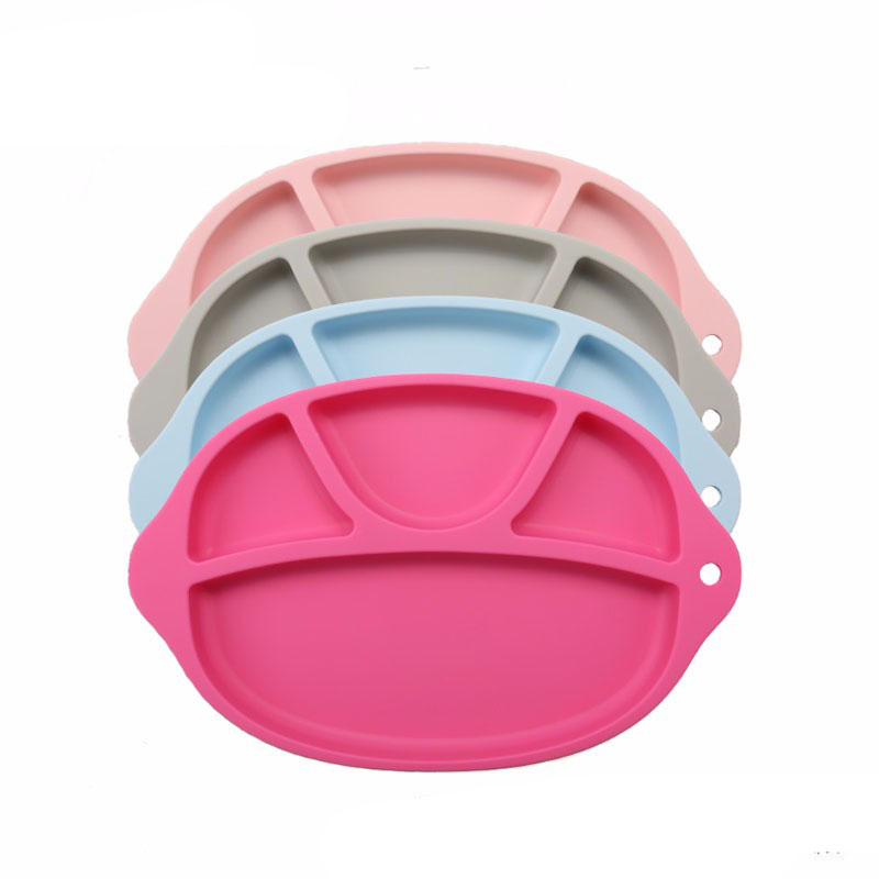 Pláta Silicone Bia Mórdhíola Pláta Silicone Roinnte Plátaí Leanbh Silipe Neamh-Silip le haghaidh leanaí óga ag beathú pláta dinnéir silicone