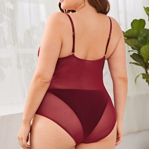 Lace Floral Scallop Baile Átha Troim úim Teddy Bodysuit le haghaidh gúna oíche